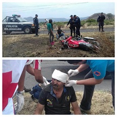 Resultó lesionado un motociclista a derrapar su vehículo en Puruándiro