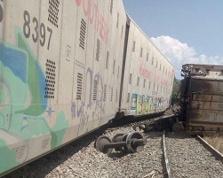 Descarrilan seis vagones de tren en Ziracuaretiro, Michoacán